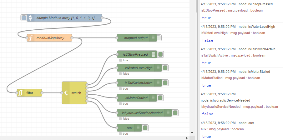 Using a switch node to separate the messages Using a switch node to separate the messages
